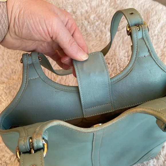 COACH Vintage Soho Slim #4983 Leather Lt. Blue Y2K Shoulder Bag Silver Hardware - Picture 8 of 13